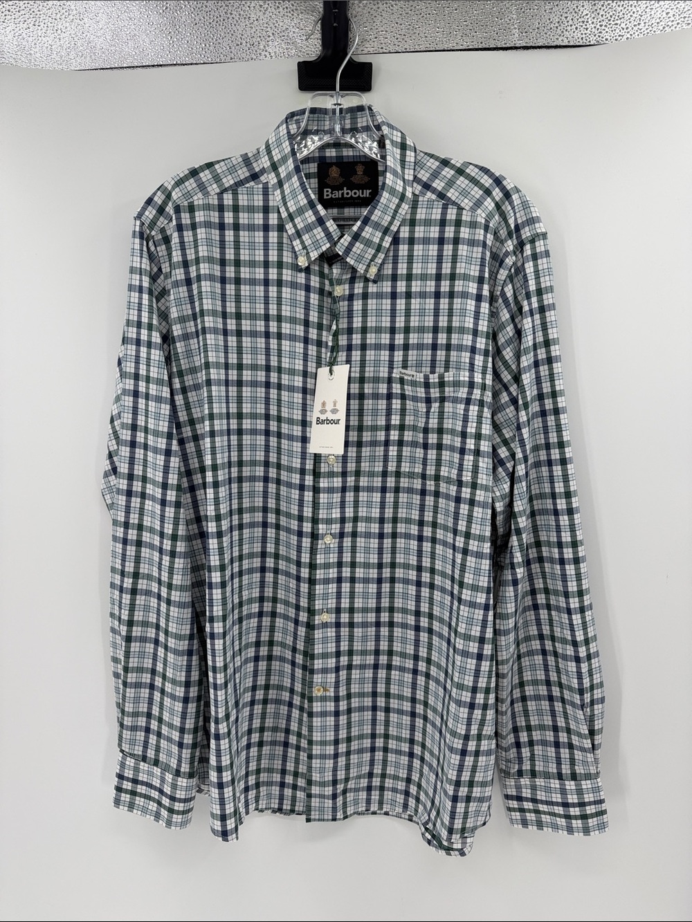 Barbour Men's Hallhill Performance Shirt - Green/Blue/White - M - NWT